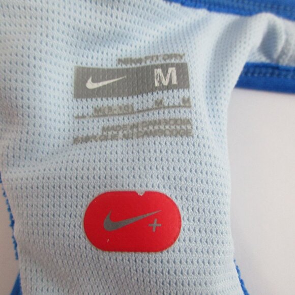 A+ Nike Fit Dry Activewear Top Women Medium Gray Blue Mesh Swoosh Logo Racerback - Picture 12 of 15